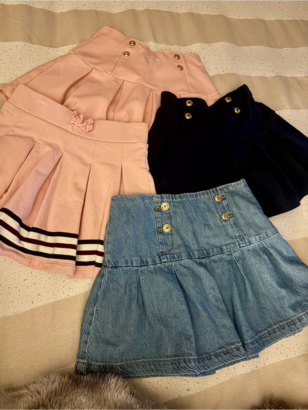Gymboree Pink, Pink, & Navy Skorts & Denim Skirt Size 10 Bundle